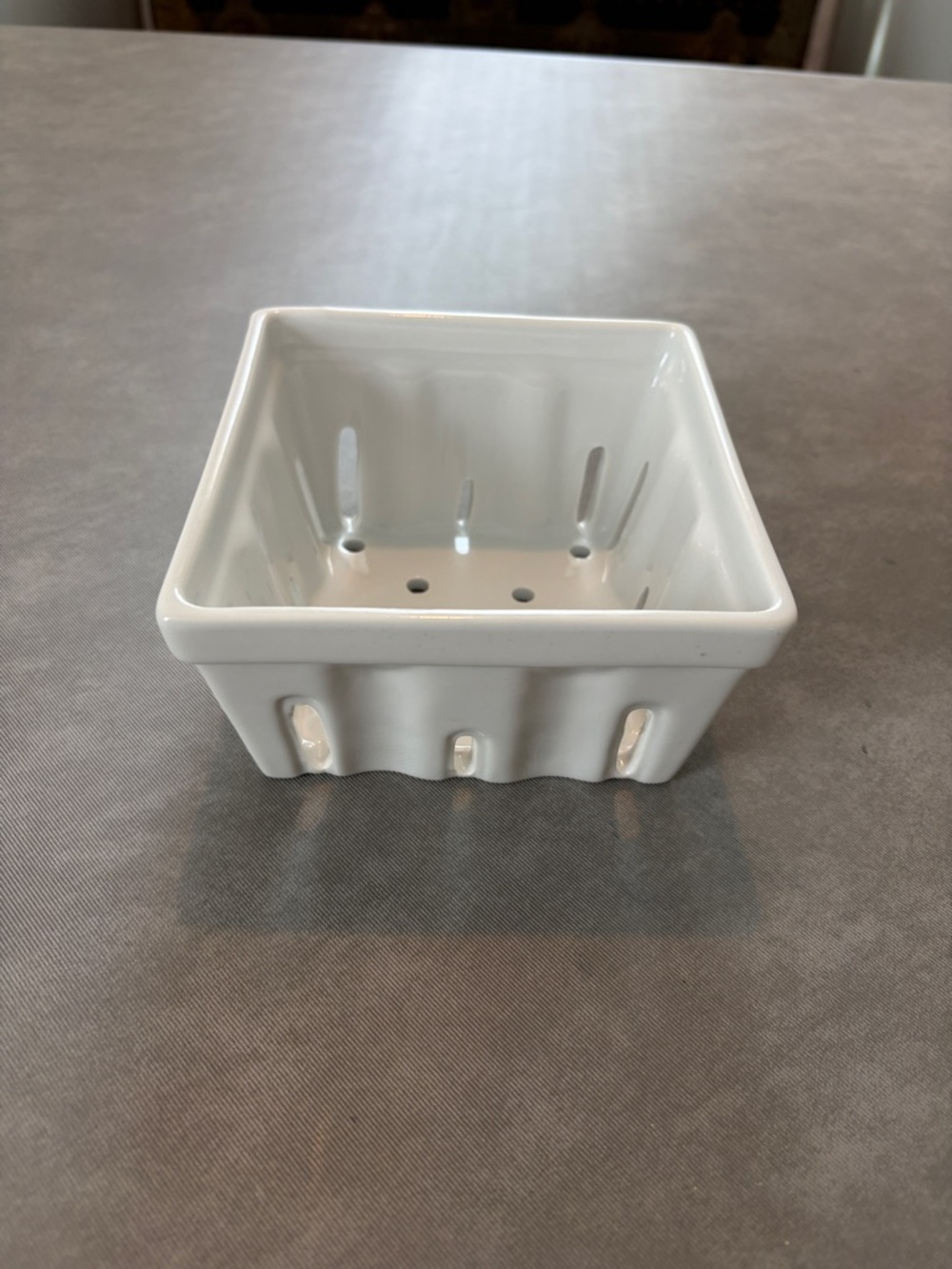 Crate & Barrel White Ceramic Berry Container